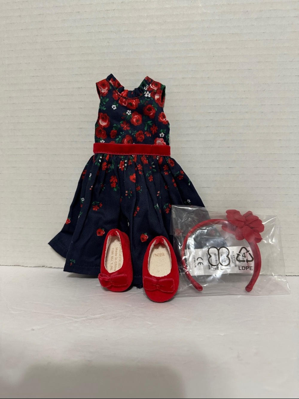 American Girl Willie Wishers Doll Roses Party Dress Outfit Shies Headband